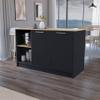 FM FURNITURE Mercury Kitchen Island,Black/Macadamia view 2