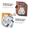 PRETYZOOM Dinner Spoons Holder Stainless Steel Spoon Rest Utensil Rest Stand Slotted Scoop Holder Easy to Clean view 2