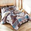 BLACK FOREST DECOR Aztec Cowhide Twin Quilt Set - Lightweight, Southwest Style Bedding with Cowhide and Geometric Patterns, Includes Quilt and Sham, Machine Washable view 1