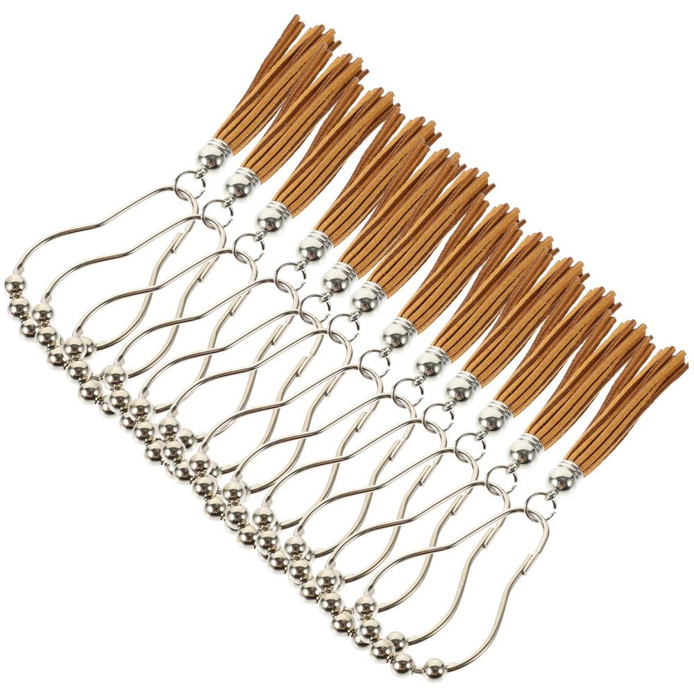 PRETYZOOM 12pcs Decorative Shower Curtain Hooks Tassel Rustproof Stainless Steel for Easy Installation Bathroom Versatile for Shower and Drapes Compact and Lightweight Design