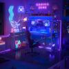 L Shaped Office Desk with Hutch & Shelves, 63" PC Gaming Computer Desk with LED L Shaped Gaming Computer Desk (Rustic) view 2