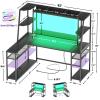 L Shaped Office Desk with Hutch & Shelves, 63" PC Gaming Computer Desk with LED L Shaped Gaming Computer Desk (Rustic) view 3
