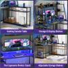 L Shaped Office Desk with Hutch & Shelves, 63" PC Gaming Computer Desk with LED L Shaped Gaming Computer Desk (Rustic) view 4