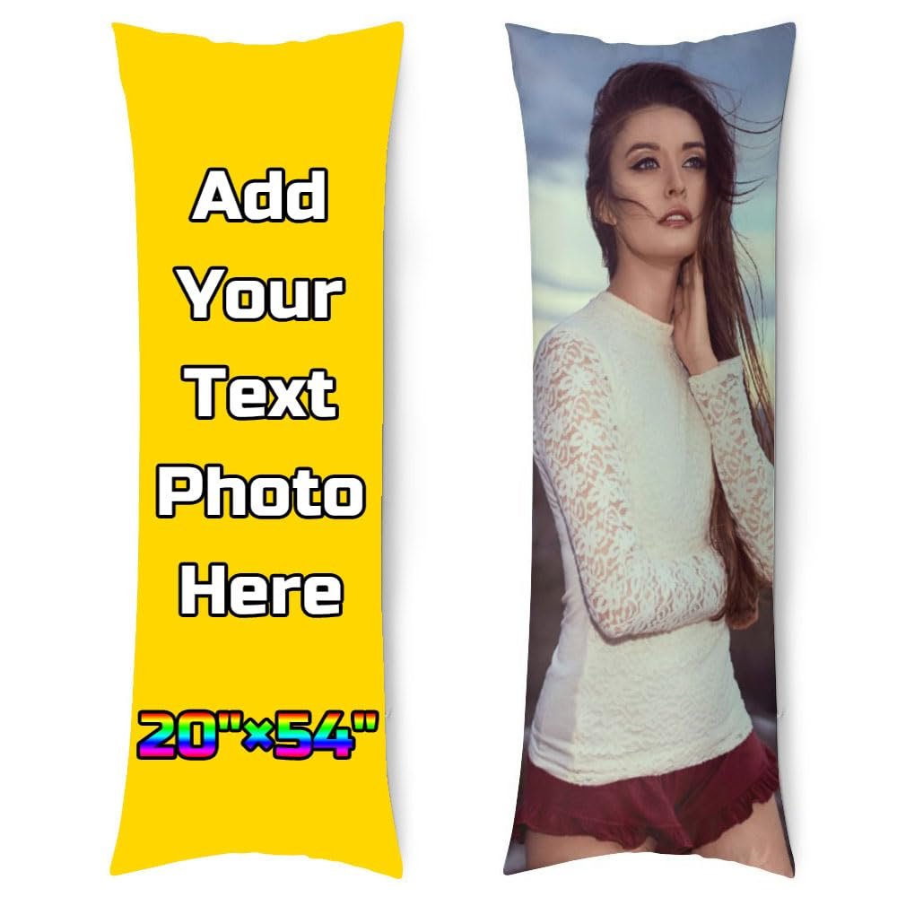 Jiposuhoe Custom Body Pillow Case Design Your Own Text Picture Logo Customizd Throw Pillow Cover for Fathers Mothers Valentines Day Gifts Personalized Pillowcase 20"x54", Gold