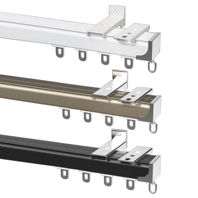 LIGUOYI Wall Track for Curtain Heavy Duty Curtain Track, Ceiling Curtain Rails with Pulleys Curtain Track Kit 0.5m to 6m for Living Room, Bedroom, Bathroom, Room Divider