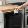 Soro Essentials- Plastic Trash Can Swing Top Lid Black Color- Fits Slim Waste Container Garbage Bin for Kitchen Home Hotel Garage Bathroom Outdoor Driveway view 3