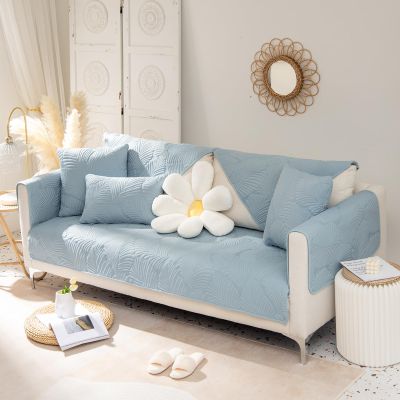 DEZYPZAM Couch Sofa Cover, Non-Slip Sofa Cushion Covers, Sectional Couch Covers, Sofa Slipcover for Dogs, Children, Pets Furniture Protector (Blue,70 x 70 cm)