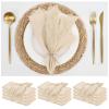 ABKLESACH 12 Pack Beige Cotton Linen Napkins 16 x 16 Inch Beige Napkins Cloth Handmade with Fringe Soft Cloth Napkins Washable Rustic Dinner Napkins Cloth for Wedding Party Dinner Table view 1