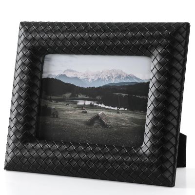 ELPMD Artificial Leather Black Umbrella Holer Stand 5 * 7 Picture Photo Frame Horizontal Vertical Formats
