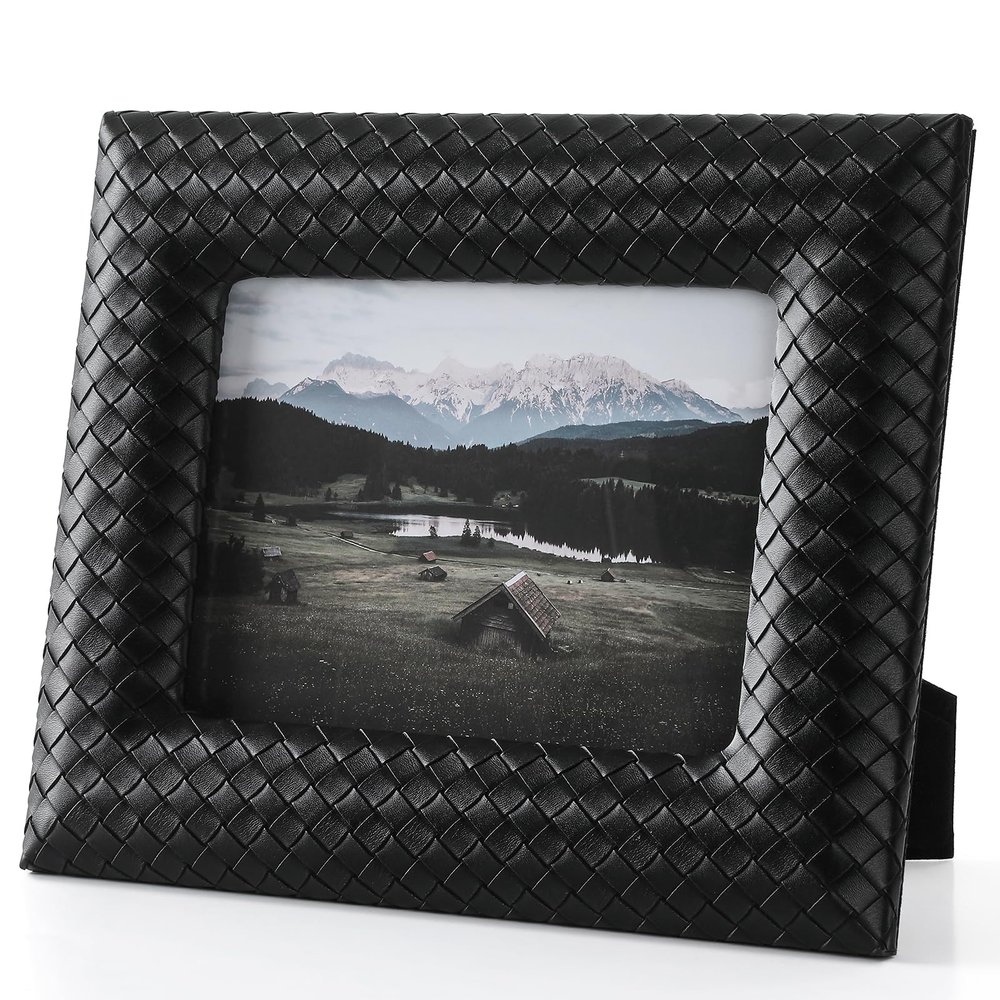 ELPMD Artificial Leather Black Umbrella Holer Stand 5 * 7 Picture Photo Frame Horizontal Vertical Formats