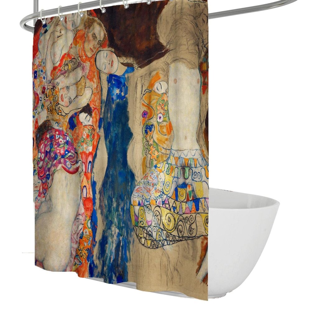 BYLEEHOMED Gustav Klimt Shower Curtain Waterproof Bathroom Decor Retro Art HD Print on Bathroom Curtain Whit Hooks Weighted Hem Washable w72xL72in