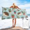 NONHAI Beach Towel Hedgehog Potted Flower Microfiber Bath Towels Quick Dry Towel for Swimmers Sand Proof Beach Towels Absorbent Bathroom Towel for Hotel Gym Spa Yoga Bath Towel 27.5"x55" view 1