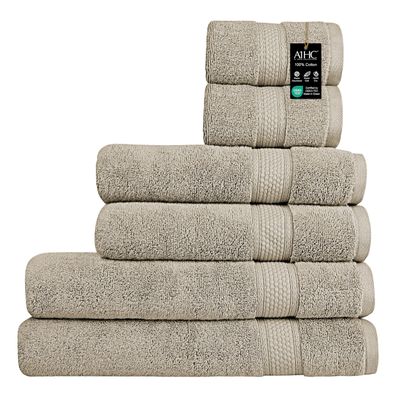 A1 Home Collections Bath Towel 500 GSM Duet Technology 100% Ring Spun Cotton Quick Dry & Highly Absorbent Towels, Zero Twist, Low Lint, Ultra Soft (Plaza Taupe, Towel Sets Pack of 6)