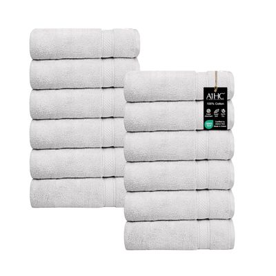 A1HC Wash Cloths Set (13x13 Inches), 500 GSM 100% Ring Spun Cotton, Oeko-TEX Green Certified, Zero Twist, Ultra Soft, Quick Dry & Highly Absorbent, Soft Washcloths (Bright White, 12 Piece Wash Cloth)
