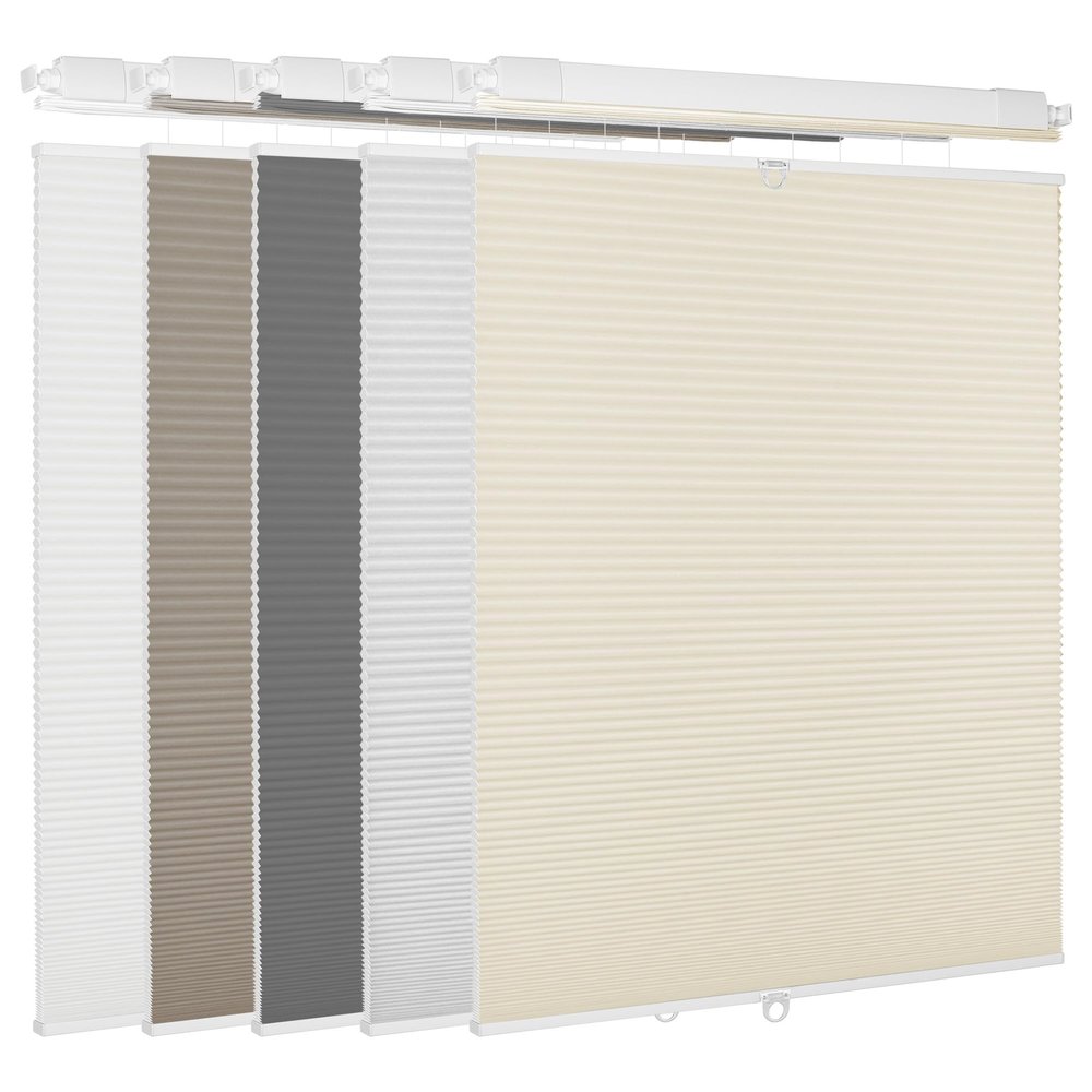Doing-X Cordless Cellular Shades Blackout Top Down Bottom Up No Tool No Drill Honeycomb Cellular Window Blinds Room Darkening French Door Blinds for Kitchen Living Room Office,Beige,52.5" W x 64" H