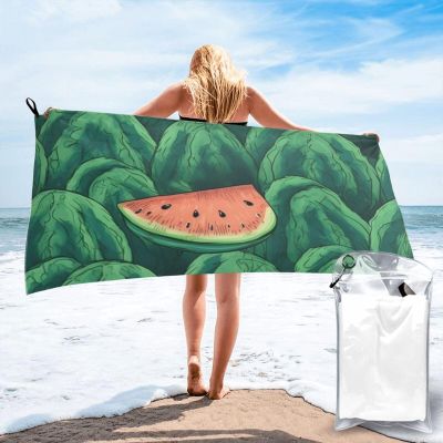 NONHAI Beach Towel Green Watermelon Pattern Microfiber Bath Towels Quick Dry Towel for Swimmers Sand Proof Beach Towels Absorbent Bathroom Towel for Hotel Gym Spa Yoga Bath Towel 27.5"x55"