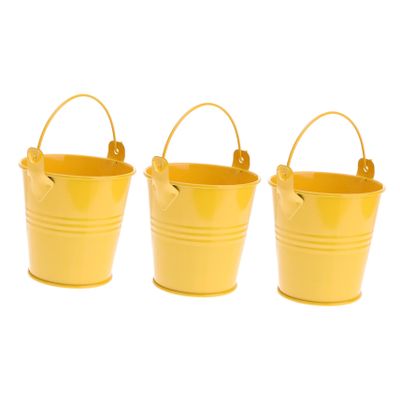 RORPOIR 3pcs Mini Bucket Yellow Pot French Fries Tin Pails Rustic Bucket Mini Plant Containers Favor Pail s French Fries Decor Tinplate Drum Galvanized