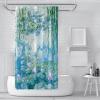 BYLEEHOMED Impressionist Claude Monet Blue Shower Curtain Water Lily Retro Fabric Shower Curtains Green Plants Hang Down from The Top Bathroom Decor w47xL72in view 2