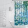 BYLEEHOMED Impressionist Claude Monet Blue Shower Curtain Water Lily Retro Fabric Shower Curtains Green Plants Hang Down from The Top Bathroom Decor w47xL72in view 3