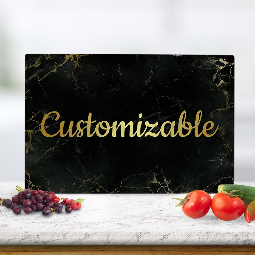 Custom Cutting Board Glass Tempered, Gift for Kitchen, Mother's Day Gifts, Aesthetic Kitchen Essentials, Chopping Board with Rubber Feet, Dishwasher Safe