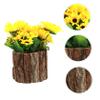 BIUDECO Simulation Potted Plants Bark Planter Faux Sunflower Desktop Decor for Home Office Realistic Artificial Flowers Table Centerpiece for Busy Plant view 4