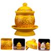 BIUDECO Ceramic Offering Cup for Buddha Worship Medium Lotus Container for Buddhist Rituals and Decoration Aging Resistant Auspicious Patterns view 2