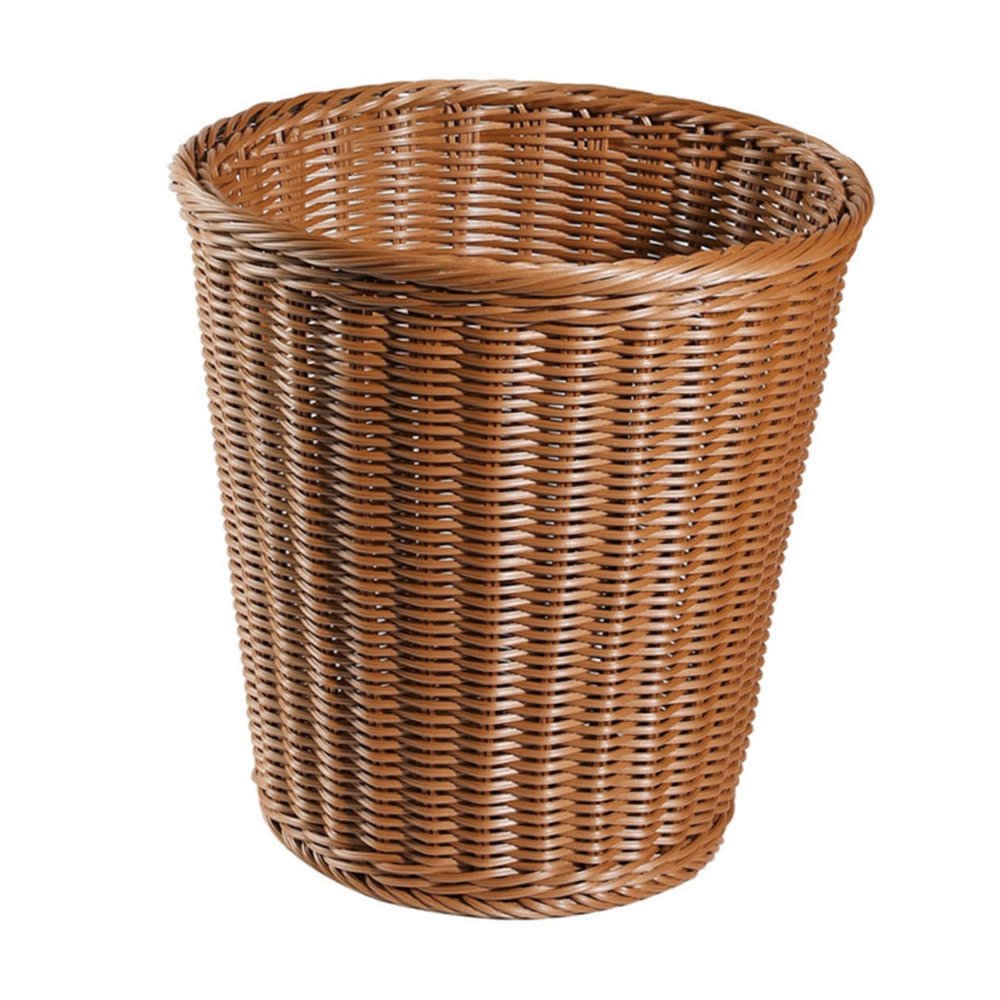 Hohopeti Rattan Woven Trash Can Large Garbage Can No Lid Stylish Wicker Waste Basket for Storage Plastic