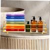 Beatifufu Bathroom Countertop Storage Shelf Multi-Purpose Cosmetic Organizer for Makeup Shampoo and Toiletries Single-Layer Rack Elegant Gold and White Design view 2