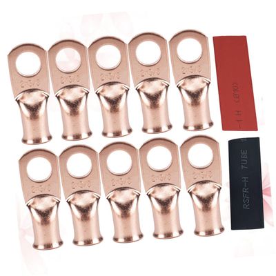 LIOOBO 10pcs Heavy Duty Copper Cable Lugs Heat Shrink Tubing Crimp Ring Terminals for Battery Connectors for Automotive and Electrical Applications