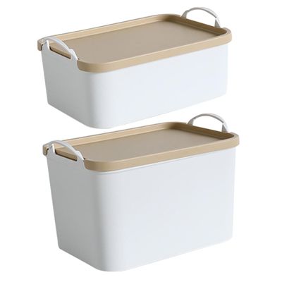 BCOATH 2pcs Portable Storage Box Lid Handheld Organizer for Desk Home Office Use for Clothing and Miscellaneous Items Decorative Storage