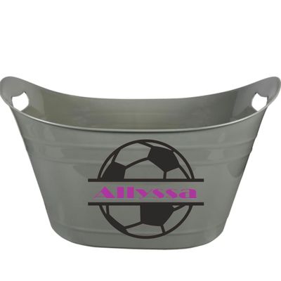 Personalized Easter Bucket - Customized Soccer Basket With Name - Unique Keepsake For Kids (Gray)