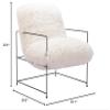 Zuo Pelut Accent Chair White, White Accent Chair, Modern Style, Faux Fur, Armrest Support, Plywood, Indoor Living, 29.5" W x 33.1" D x 33.5" H, Non-Stackable view 3