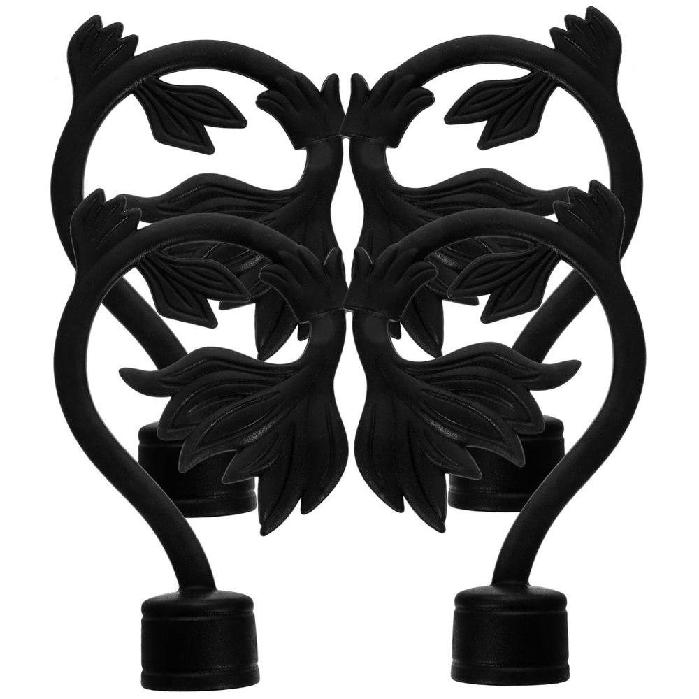 PRETYZOOM 4pcs Black Curtain Rod Decorative End Caps Stylish Roman Pole Accessories for Living Room Bedroom Dining Room Material for Use Random Design