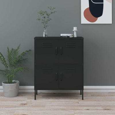 ShCuShan Storage Cabinet Black 31.5"x13.8"x40" Steel Storage Entryway Cabinet Sideboard Hallway Furniture Sideboard Cabinet 336142
