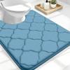 OLANLY Memory Foam Toilet Rugs U-Shaped 24x20, Ultra Soft and Absorbent Bathroom Rugs, Non-Slip, Comfortable, Machine Washable Contour Bath Mat for Toilet Base, Home Decor Accessories, Blue view 1