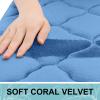 OLANLY Memory Foam Toilet Rugs U-Shaped 24x20, Ultra Soft and Absorbent Bathroom Rugs, Non-Slip, Comfortable, Machine Washable Contour Bath Mat for Toilet Base, Home Decor Accessories, Blue view 3