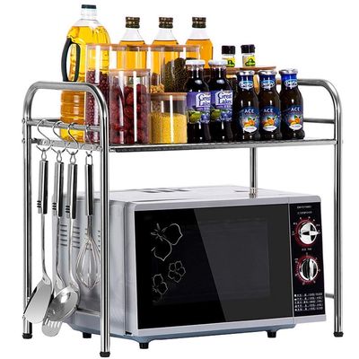 Kitchen Shelf Lixin Kitchen Rack Stainless Steel 2 Layer Loadbearing Strong (Color : Silver Size : 53 50 35cm) (Color : Silver Size : 53 50 35cm)