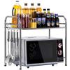 Kitchen Shelf Lixin Kitchen Rack Stainless Steel 2 Layer Loadbearing Strong (Color : Silver Size : 53 50 35cm) (Color : Silver Size : 53 50 35cm) view 1