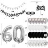 60th Birthday Decorations for Men, Navy Blue Silver 60th Birthday Balloons with Blue Happy 60th Banner 70 Cake Topper Decor Number 60 Balloon for Women 60th Party Decoration view 2