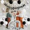 60th Birthday Decorations for Men, Navy Blue Silver 60th Birthday Balloons with Blue Happy 60th Banner 70 Cake Topper Decor Number 60 Balloon for Women 60th Party Decoration view 3