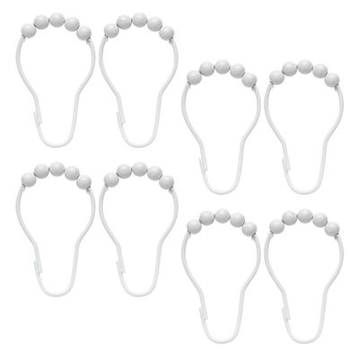DEARMAMY 8pcs Metal Shower Curtain Smooth Gliding Hooks for Bathroom Easy Installation Multi-Functional Holders for Curtains and Rustproof and Design