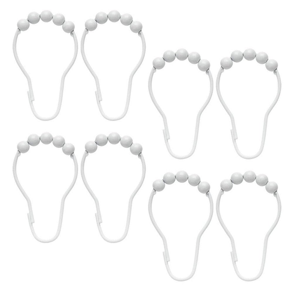DEARMAMY 8pcs Metal Shower Curtain Smooth Gliding Hooks for Bathroom Easy Installation Multi-Functional Holders for Curtains and Rustproof and Design