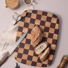 Acacia Wood Cutting Board Checkered Chopping Board Checkerboard Pattern Thick Butcher Block Kitchen Charcuterie Cheese Board Bread Sushi Serving Tray for Meat Fruit Vegetable Meal Prep (Oval) view 2