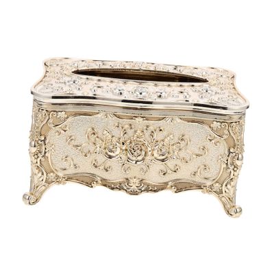 PRETYZOOM Gold Plated Tissue Box Cover Napkin Holder European Style Tissue Container
