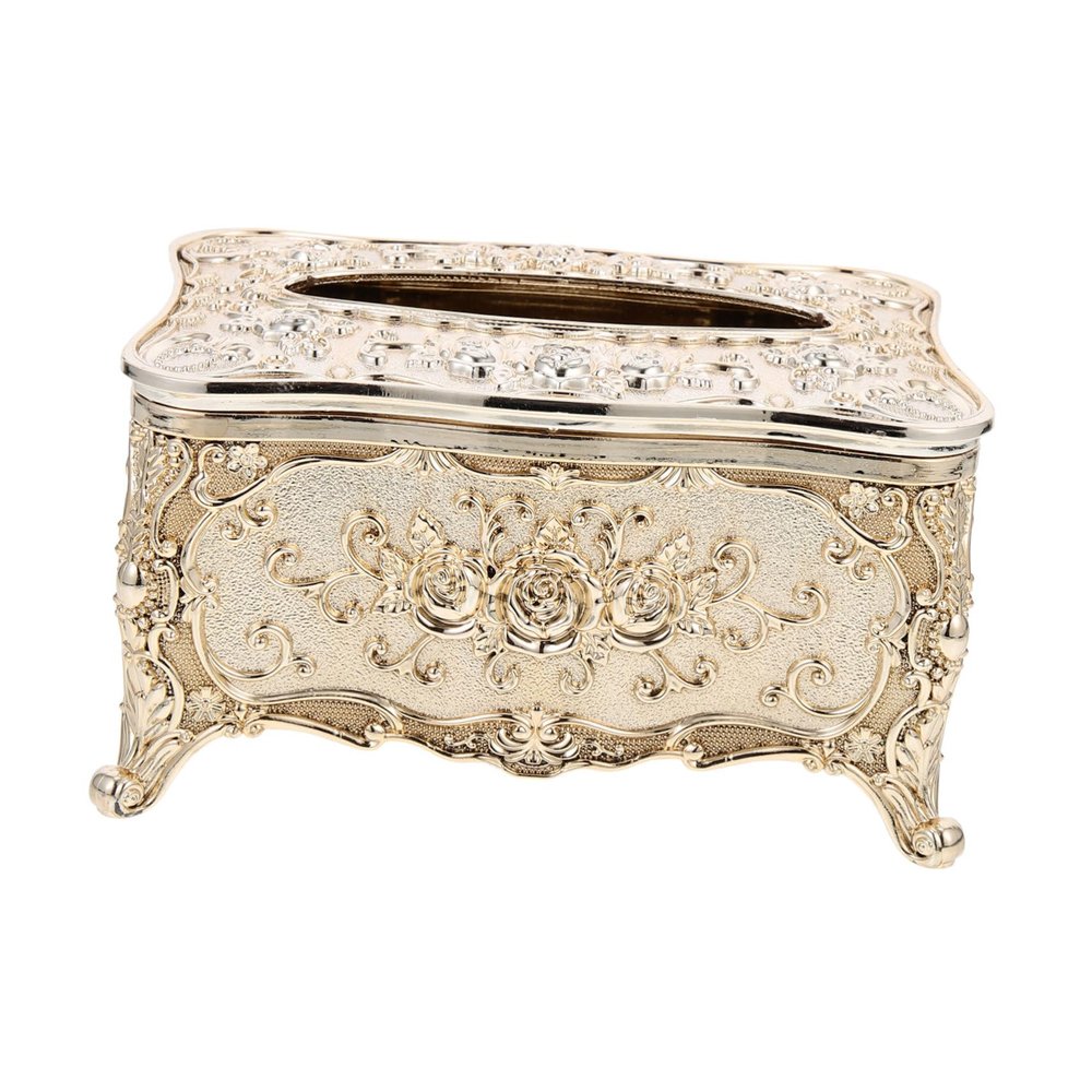 PRETYZOOM Gold Plated Tissue Box Cover Napkin Holder European Style Tissue Container