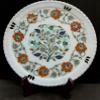 10 x 10 Inches Round Shape White Marble Decorative Plate Floral Pattern Inlay Work Hallway Decor Plate with Royal Look view 1