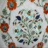 10 x 10 Inches Round Shape White Marble Decorative Plate Floral Pattern Inlay Work Hallway Decor Plate with Royal Look view 2