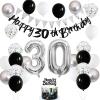 30th Birthday Decorations for Men, Navy Blue Silver 30th Birthday Balloons with Blue Happy 30th Banner 30 Cake Topper Decor Number 30 Balloon for Women 30th Party Decoration view 1