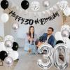 30th Birthday Decorations for Men, Navy Blue Silver 30th Birthday Balloons with Blue Happy 30th Banner 30 Cake Topper Decor Number 30 Balloon for Women 30th Party Decoration view 4