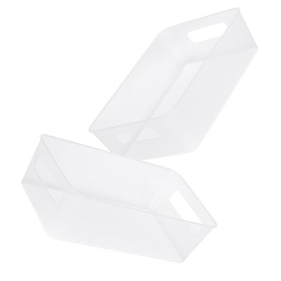 DEARMAMY 2pcs Fridge Organizers Stackable Refrigerator Storage Boxes Plastic Food Storage Containers for Fridge Bins